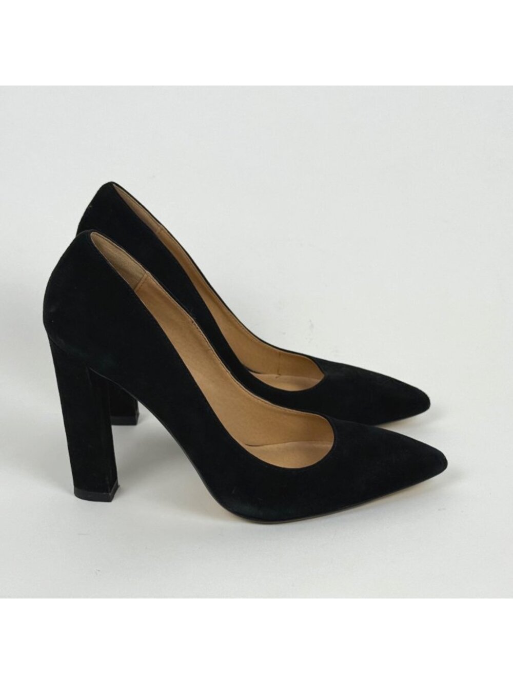 Steve Madden Calista Women's Black Suede Heels Pumps Block Heel 7.5M